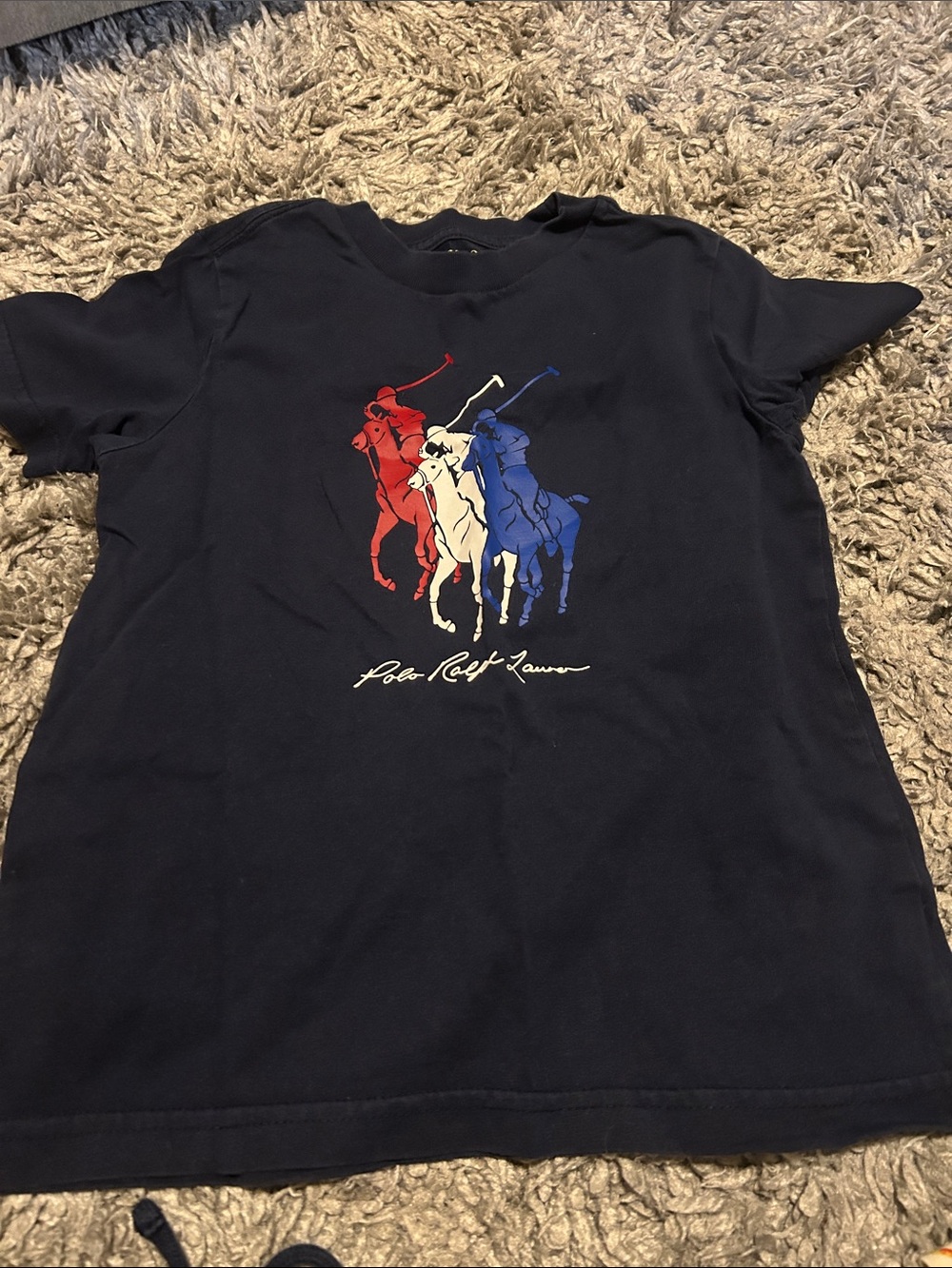 Polo by Ralph Lauren Navy Tee with Red, White & Blue Polo Player Graphic set